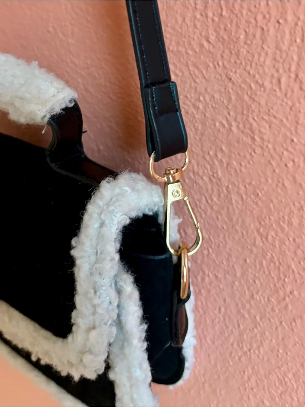 Amani Suede Black and Cream Women's Crossbody Bag